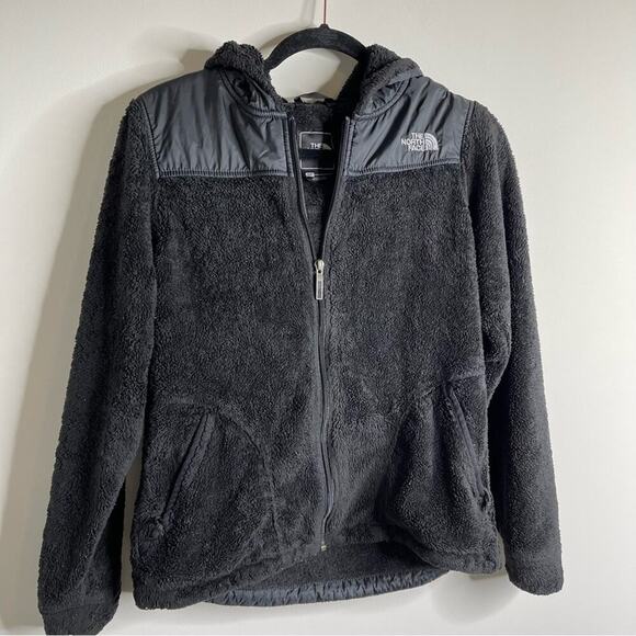 The north face black oso hybrid hooded fleece‎ fuzzy zip up jacket small women - Picture 1 of 3